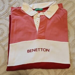 United Colors Of Benetton Red and White Long Sleeve Top